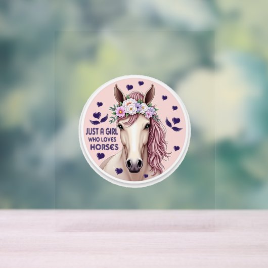 Een meisje dat van paarden houdt (2) acryl bord (Neutraal)