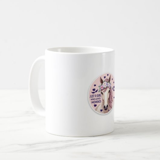 Een meisje dat van paarden houdt (2) koffiemok (Voorkant links)