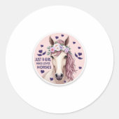 Een meisje dat van paarden houdt (2) ronde sticker (Voorkant)