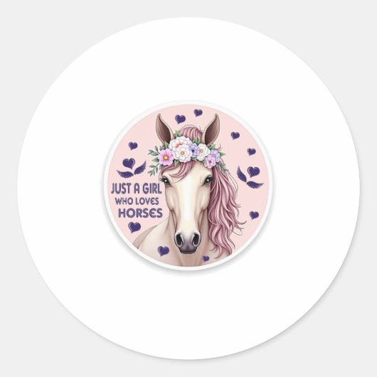 Een meisje dat van paarden houdt (2) ronde sticker (Voorkant)