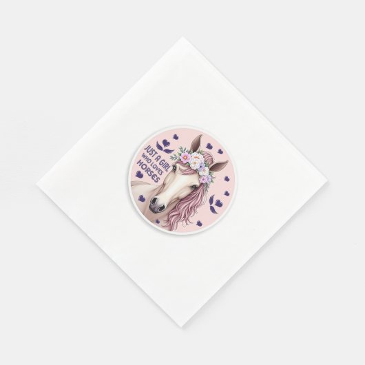 Een meisje dat van paarden houdt (2) servet (Hoek)