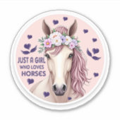 Een meisje dat van paarden houdt (2) sticker (Voorkant)