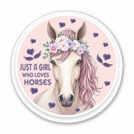 Een meisje dat van paarden houdt (2) sticker (Voorkant)