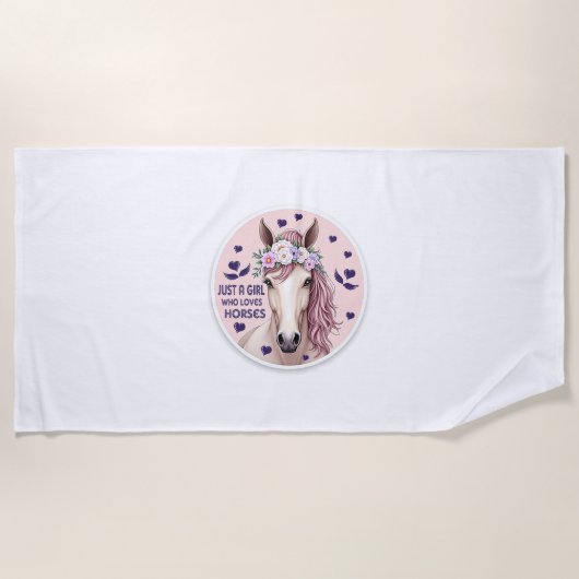 Een meisje dat van paarden houdt (2) strandlaken (Voorkant)
