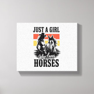 Een meisje dat van paarden houdt (3) canvas afdruk