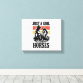 Een meisje dat van paarden houdt (3) canvas afdruk (Insitu (Houten vloer))