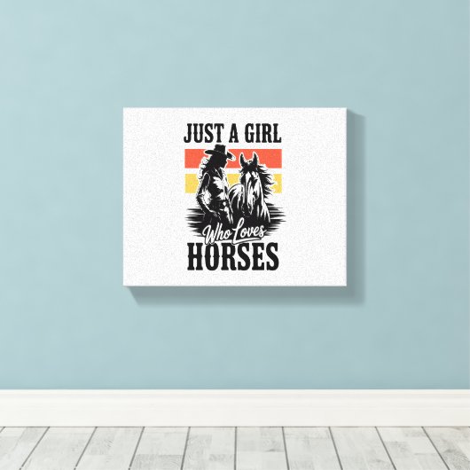 Een meisje dat van paarden houdt (3) canvas afdruk (Insitu (Houten vloer))