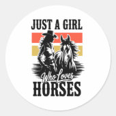 Een meisje dat van paarden houdt (3) ronde sticker (Voorkant)