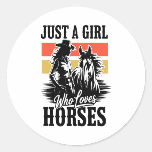 Een meisje dat van paarden houdt (3) ronde sticker