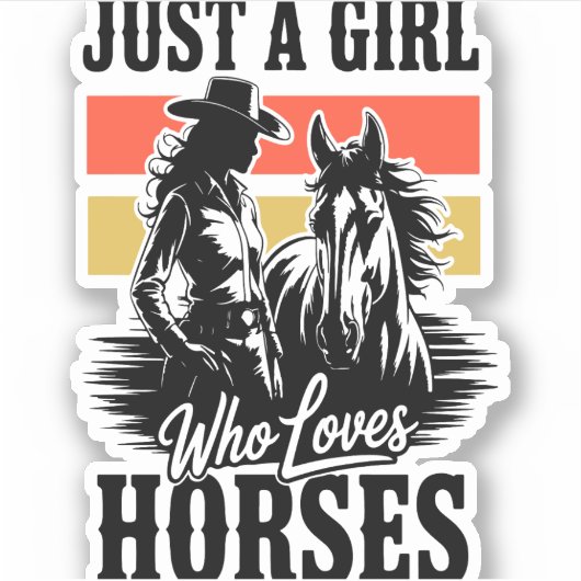 Een meisje dat van paarden houdt (3) sticker (Voorkant)