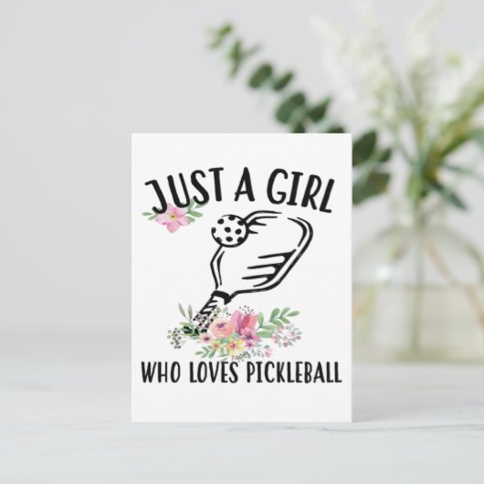 Een meisje dat van Pickleball houdt Feestdagenkaart (Staand voorkant)