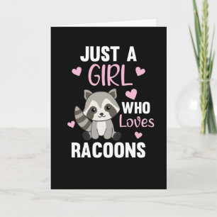 Een meisje dat van Racoons Kawaii Raccoon houdt Kaart