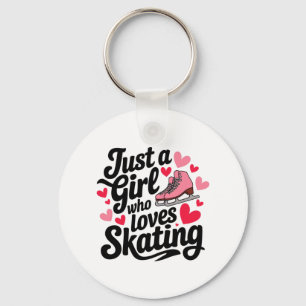 Een meisje dat van schaatsen houdt sleutelhanger