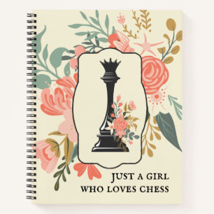 Een meisje dat van schaken houdt Queen Chess Flo Notitieboek