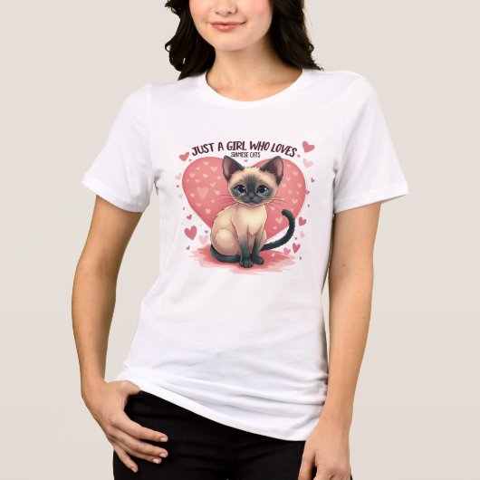 Een meisje dat van Siamese katten houdt Tri-Blend Shirt (Voorkant)