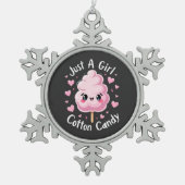 Een meisje dat van Snoep houdt Tin Sneeuwvlok Ornament (Voorkant)