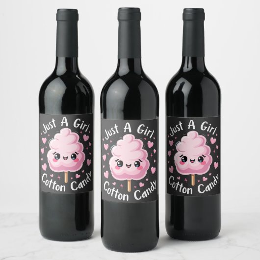 Een meisje dat van Snoep houdt Wijn Etiket (Flessen)