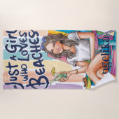 Een meisje dat van stranden houdt strandlaken (Voorkant)