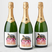 Een meisje dat van Turtles houdt Sparkling Wijnetiket (Flessen)