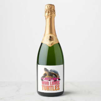 Een meisje dat van Turtles houdt Sparkling Wijnetiket