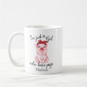 Een meisje dat van varkensstapels houdt, heeft een koffiemok (Links)