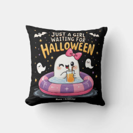 Een meisje dat wacht op Halloween Spooky Summer Kussen