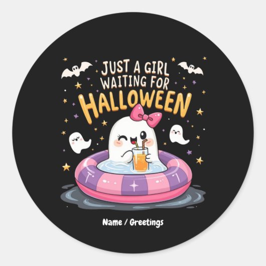 Een meisje dat wacht op Halloween Spooky Summer Ronde Sticker (Voorkant)