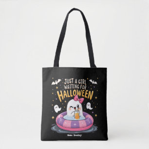 Een meisje dat wacht op Halloween Spooky Summer Tote Bag