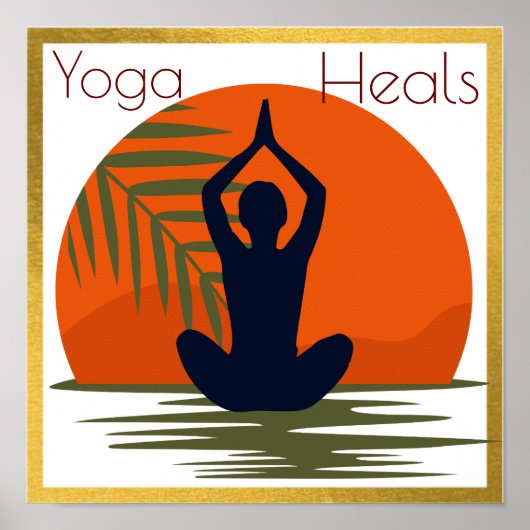 Een meisje dat yoga doet met een zonnebank poster (Voorkant)