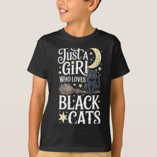 Een Meisje Dat Zwarte Katten Liefheeft Halloween U T-shirt