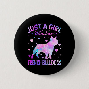 Een meisje die houdt van Franse bulldogs hond leuk Ronde Button 5,7 Cm