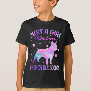 Een meisje die houdt van Franse bulldogs hond leuk T-shirt