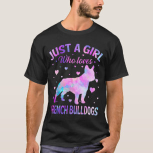 Een meisje die houdt van Franse bulldogs hond leuk T-shirt