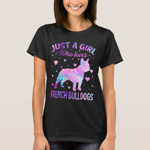 Een meisje die houdt van Franse bulldogs hond leuk T-shirt