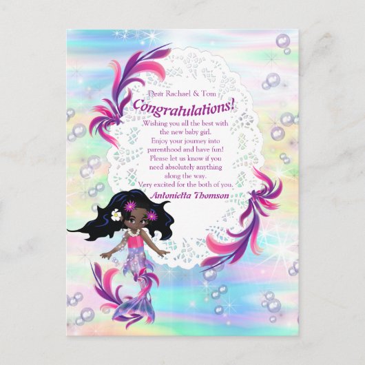 Een meisje - een Baby Zeemeermin Briefkaart (Voorkant)