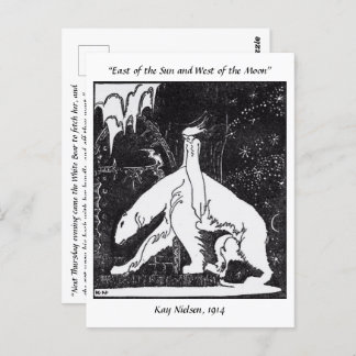 Een meisje en een beer  sprookjesillustratie briefkaart