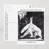 Een meisje en een beer  sprookjesillustratie briefkaart (Voorkant / Achterkant)