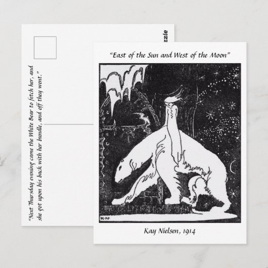 Een meisje en een beer sprookjesillustratie briefkaart (Voorkant / Achterkant)