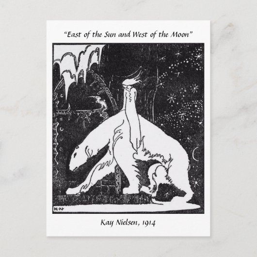 Een meisje en een beer sprookjesillustratie briefkaart (Voorkant)