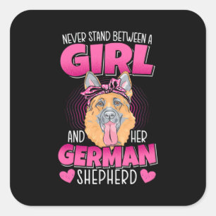 Een meisje en een Duitse herder Vierkante Sticker