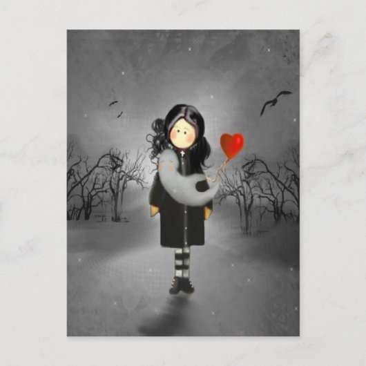 Een meisje en een gastheer briefkaart (Voorkant)