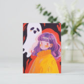 Een meisje en een geest briefkaart (Staand voorkant)