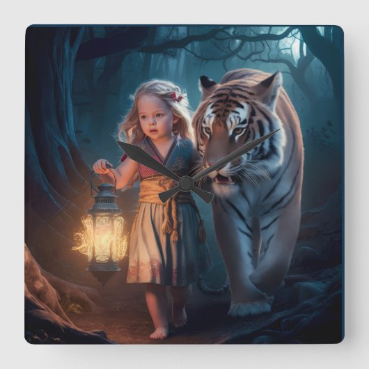 Een meisje en een tijger klok (Voorkant)