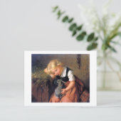 Een meisje en haar Bunny Briefkaart (Staand voorkant)