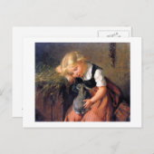 Een meisje en haar Bunny Briefkaart (Voorkant / Achterkant)