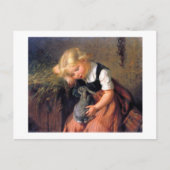 Een meisje en haar Bunny Briefkaart (Voorkant)