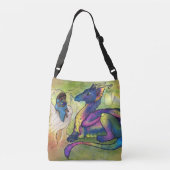 Een meisje en haar draak crossbody tas (Achterkant)