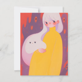 Een meisje en haar geest briefkaart