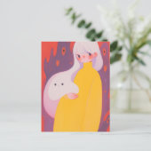 Een meisje en haar geest briefkaart (Staand voorkant)