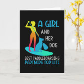 Een meisje en haar hond beste paddleboarden kaart (Gele Bloem)